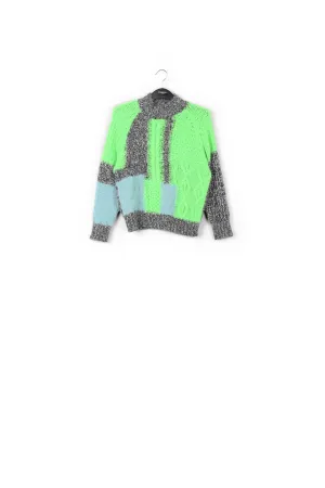 Light blue and neon green knit sweater