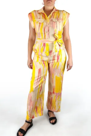 Little Lies painterly linen jumpsuit size 14 (as new with tags)