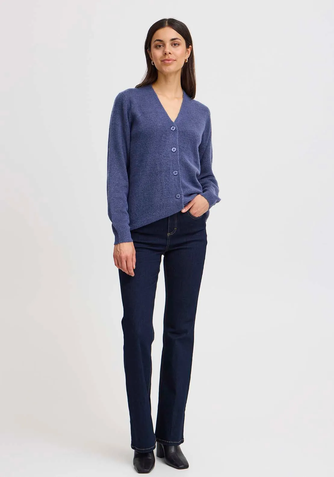 Long Sleeve Knit Cardigan - Vintage Indigo Melange