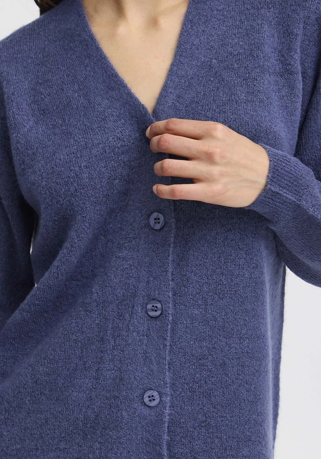 Long Sleeve Knit Cardigan - Vintage Indigo Melange