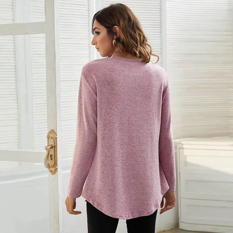 Loose Maternity Blouse Long Sleeve T-Shirt Tees Spring Autumn Casual Female Women's Clothing O-Neck Pullover Shirt Top Plus Size
