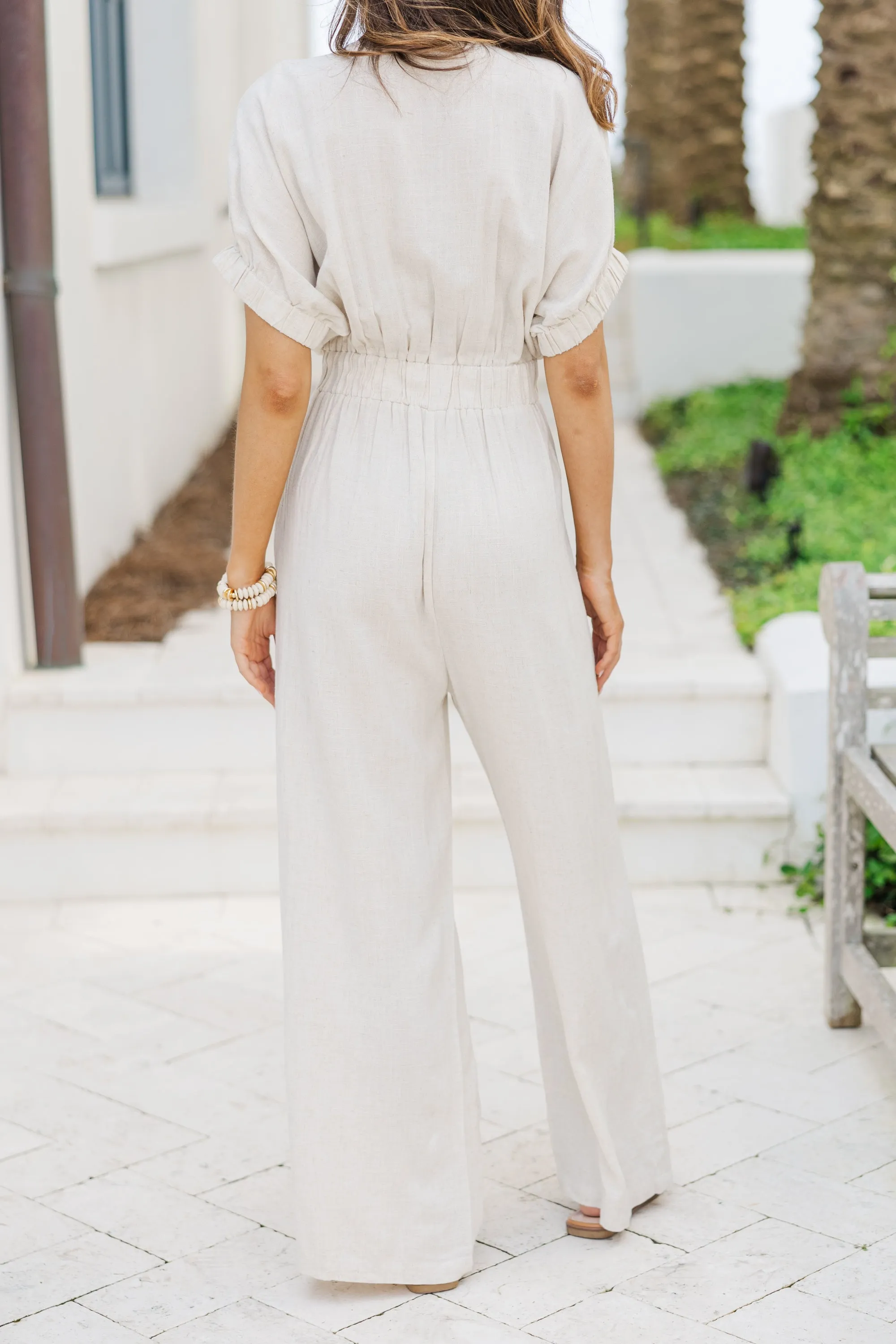 Love Of My Life Oatmeal Linen Jumpsuit
