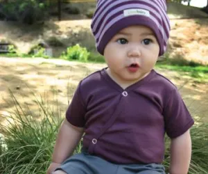 Lovedbaby - Short Sleeve Kimono Bodysuit - Eggplant