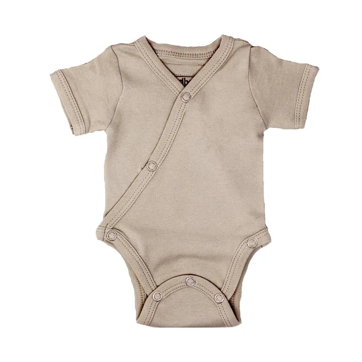 Lovedbaby - Short Sleeve Kimono Bodysuit - Oatmeal