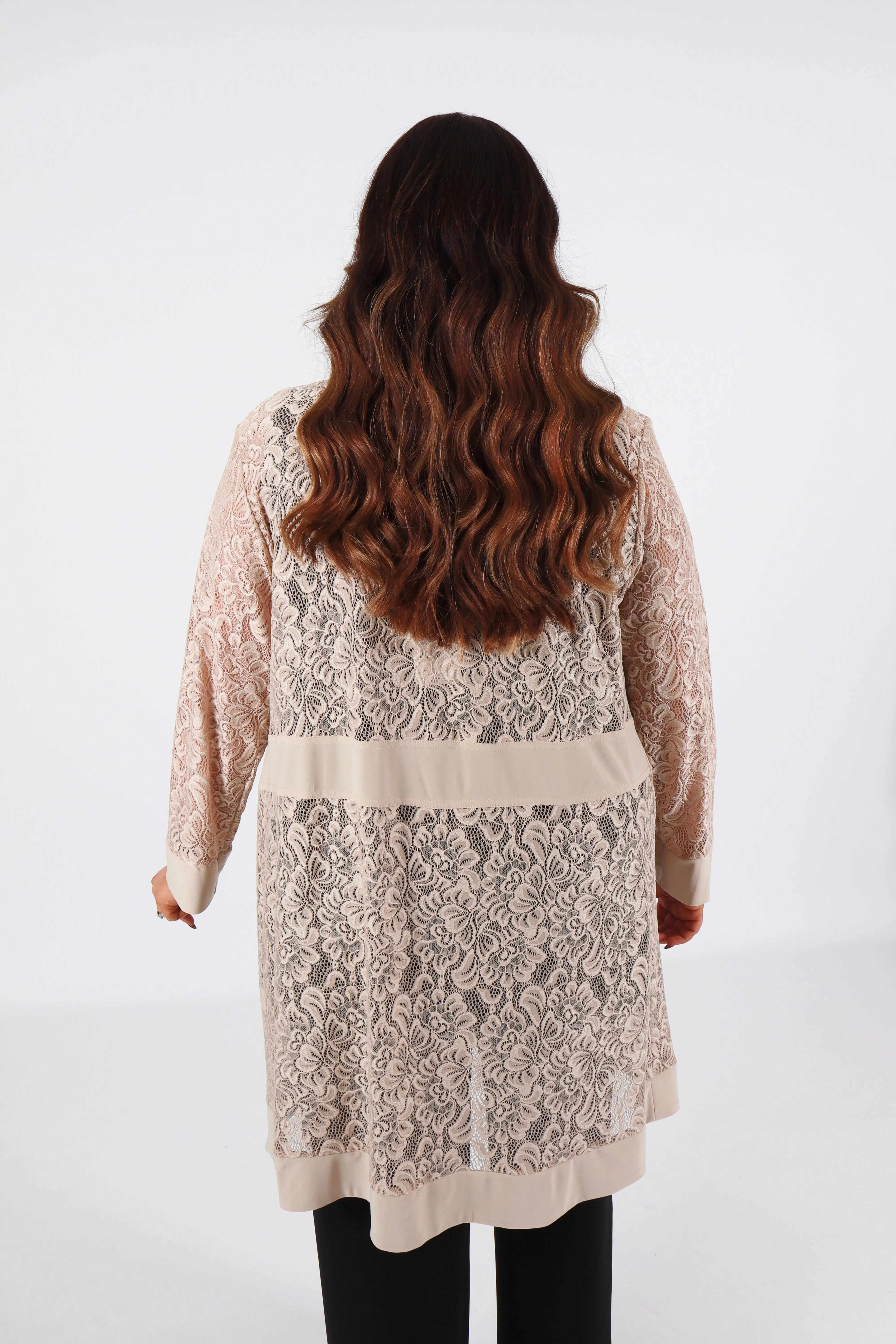Magna Lace Cardigan in Beige