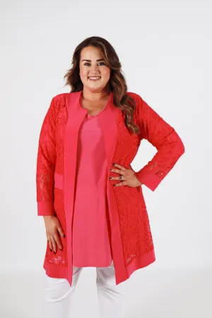 Magna Lace Cardigan in Fuchsia