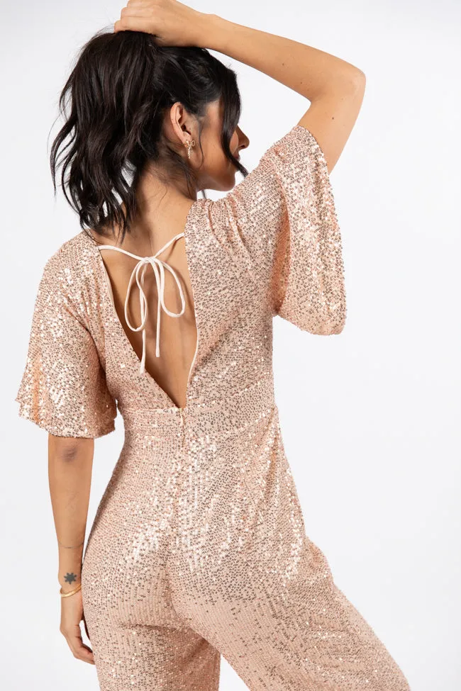 Martini Moments Champagne Sequin Jumpsuit  FINAL SALE
