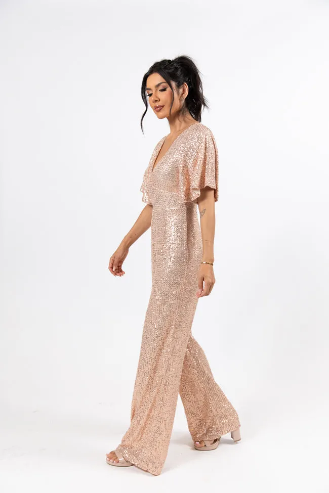Martini Moments Champagne Sequin Jumpsuit  FINAL SALE
