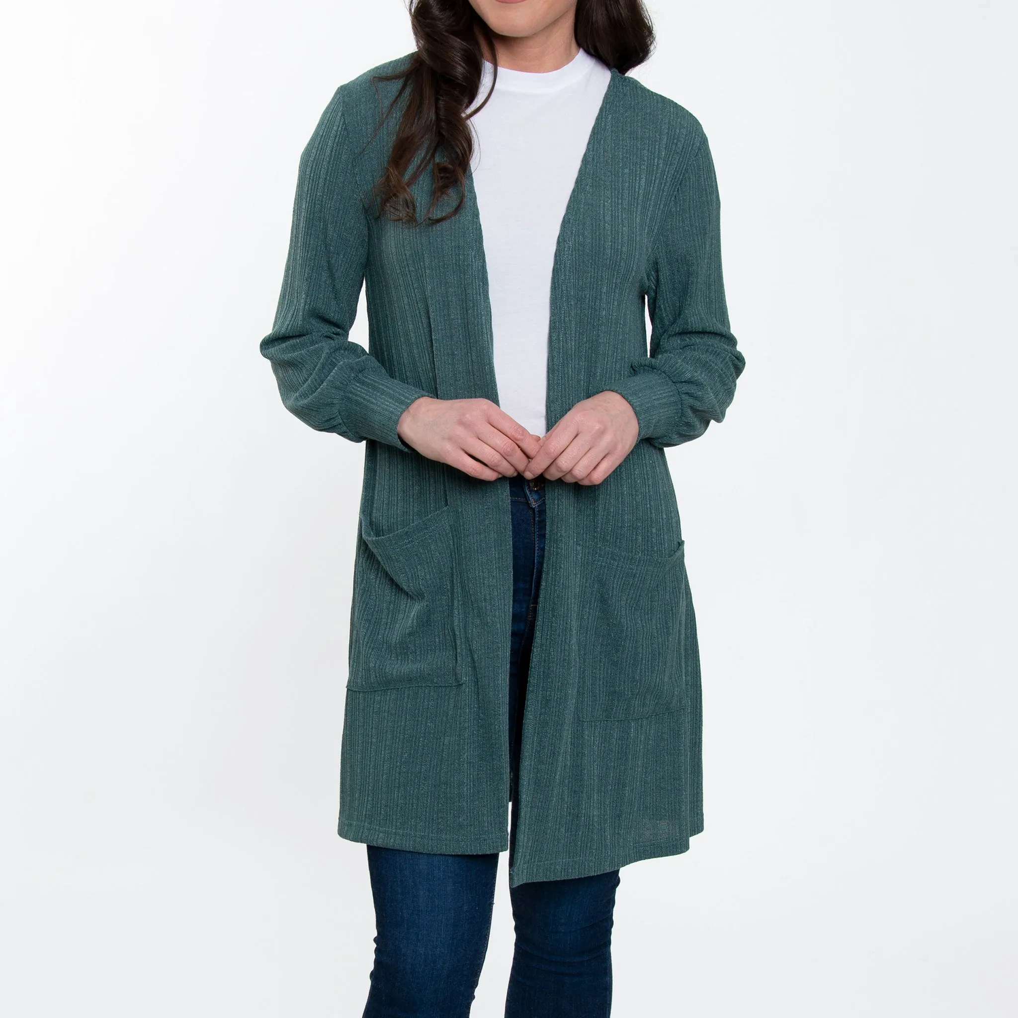 Maxx Bishop Sleeve Ribbed Cardigan