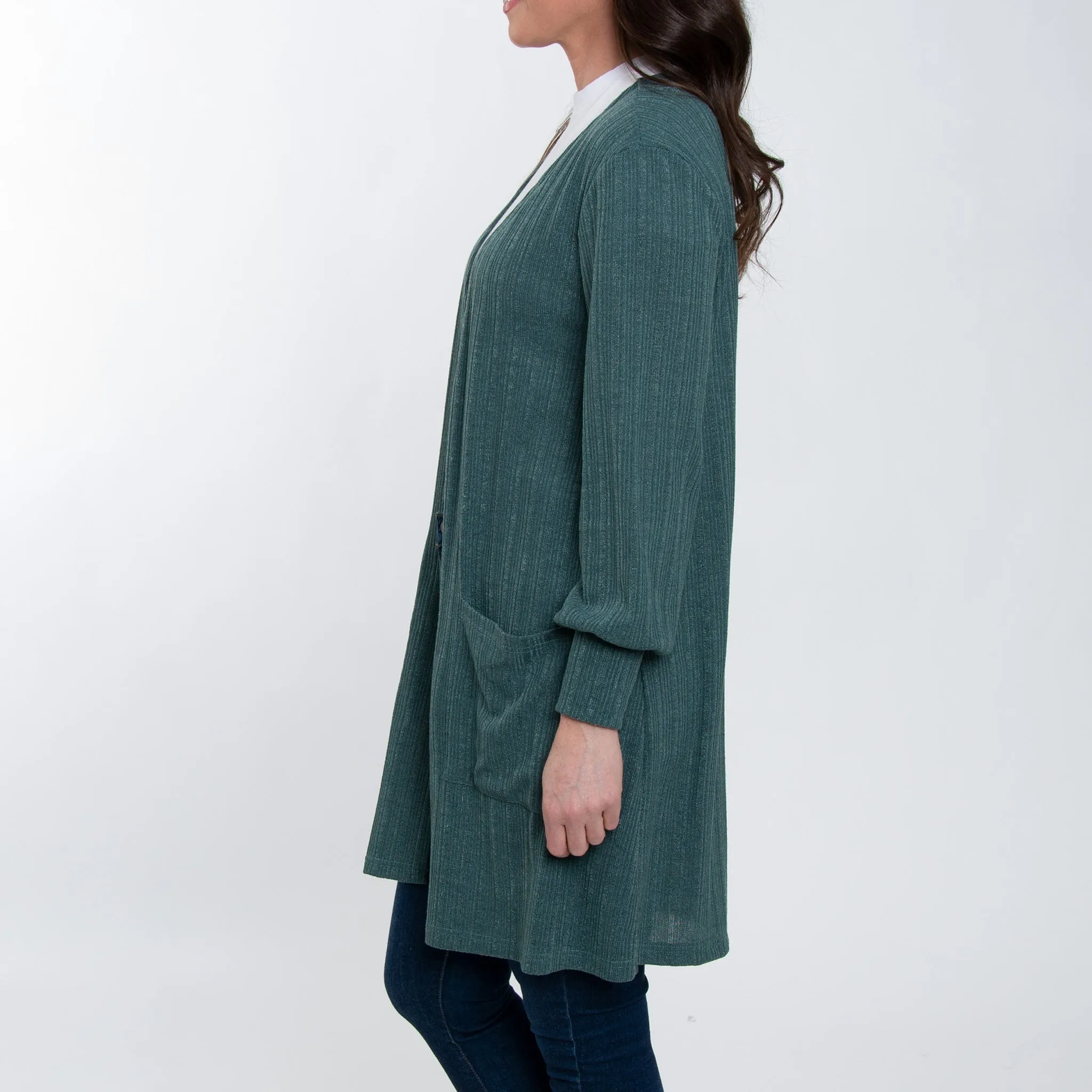 Maxx Bishop Sleeve Ribbed Cardigan