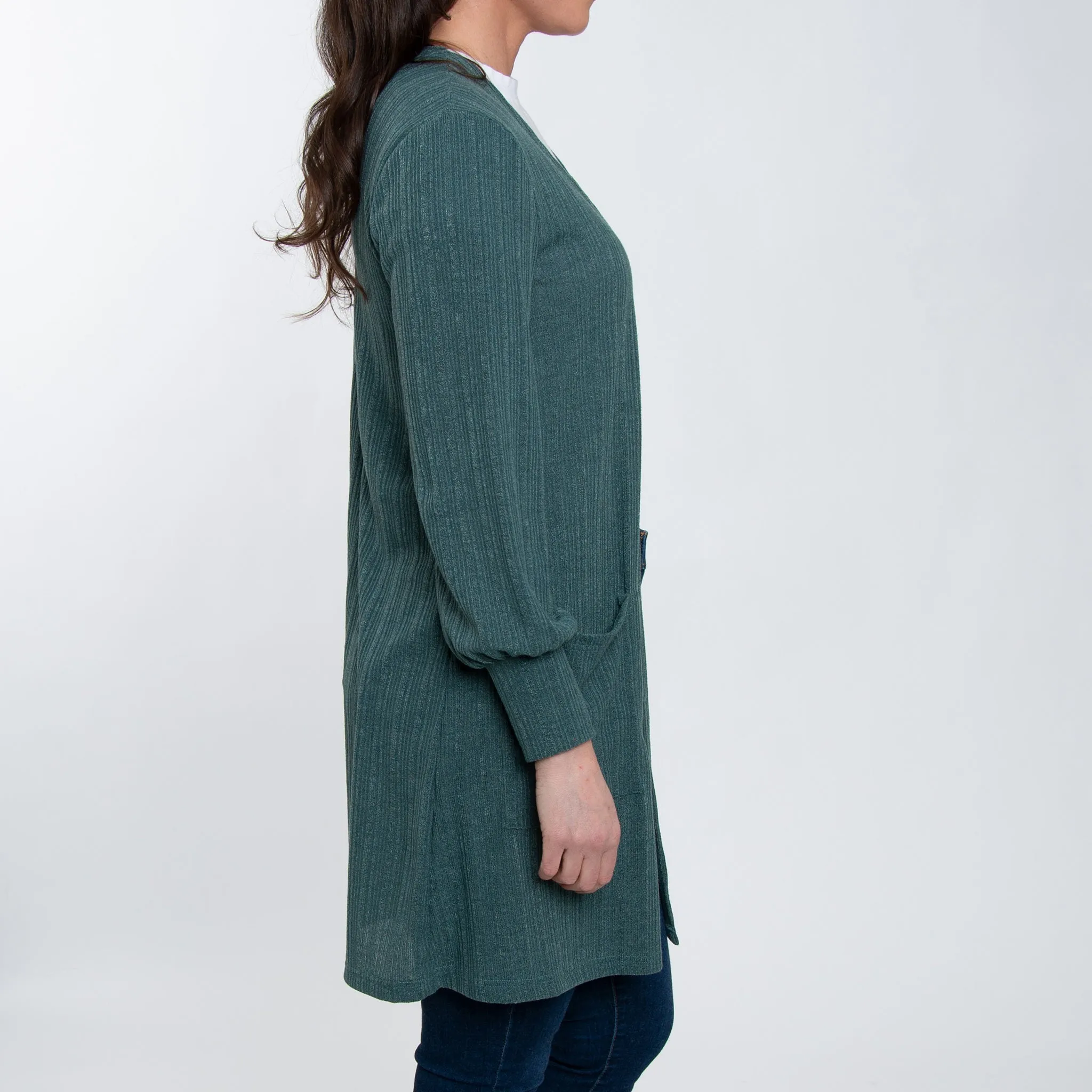 Maxx Bishop Sleeve Ribbed Cardigan