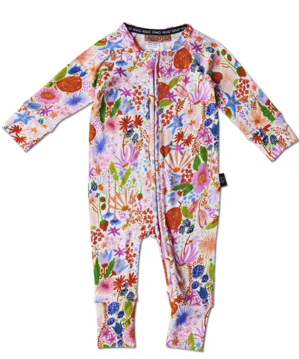 Meandering Meadow Organic LS Zip Romper