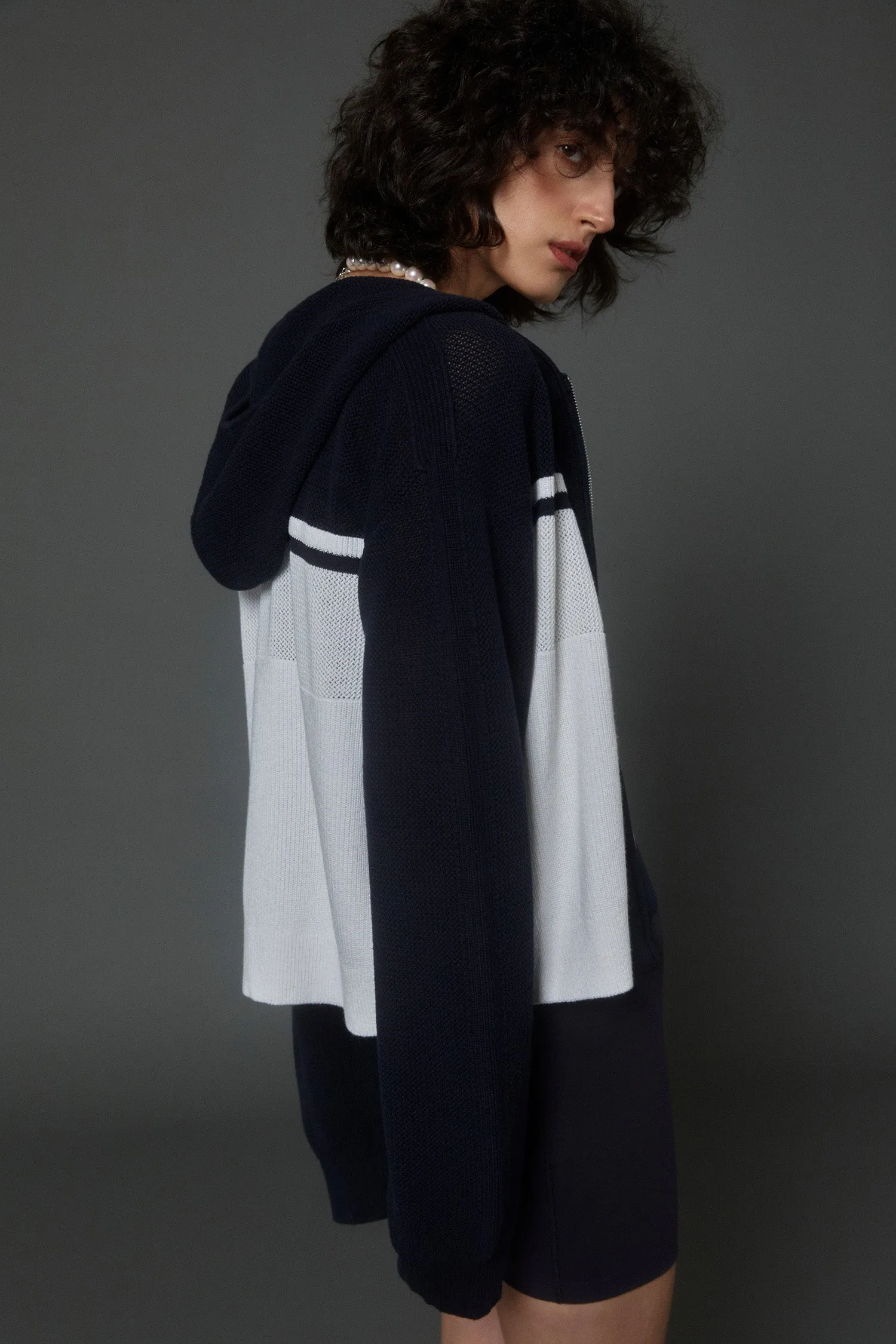 Mesh Hooded Cardigan