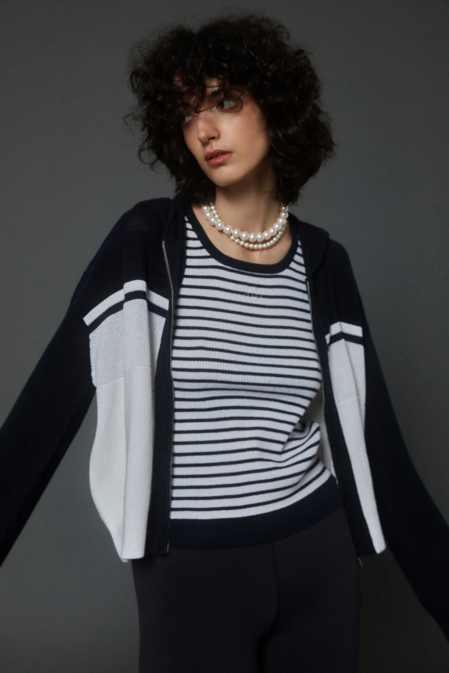 Mesh Hooded Cardigan