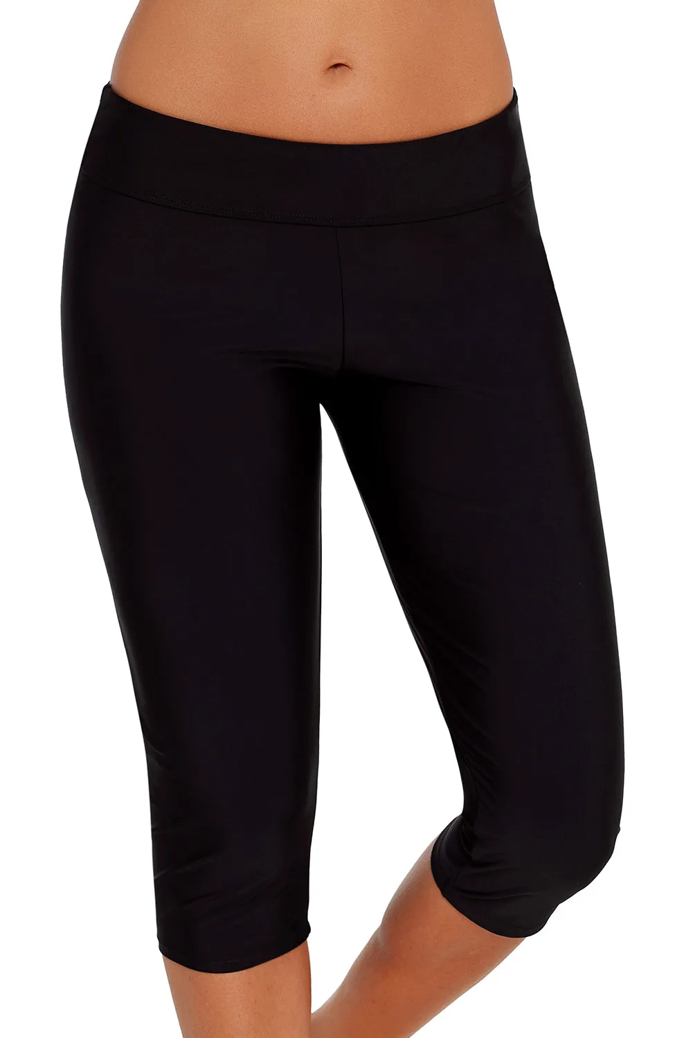 Mid Waist Crop Swim Leggings