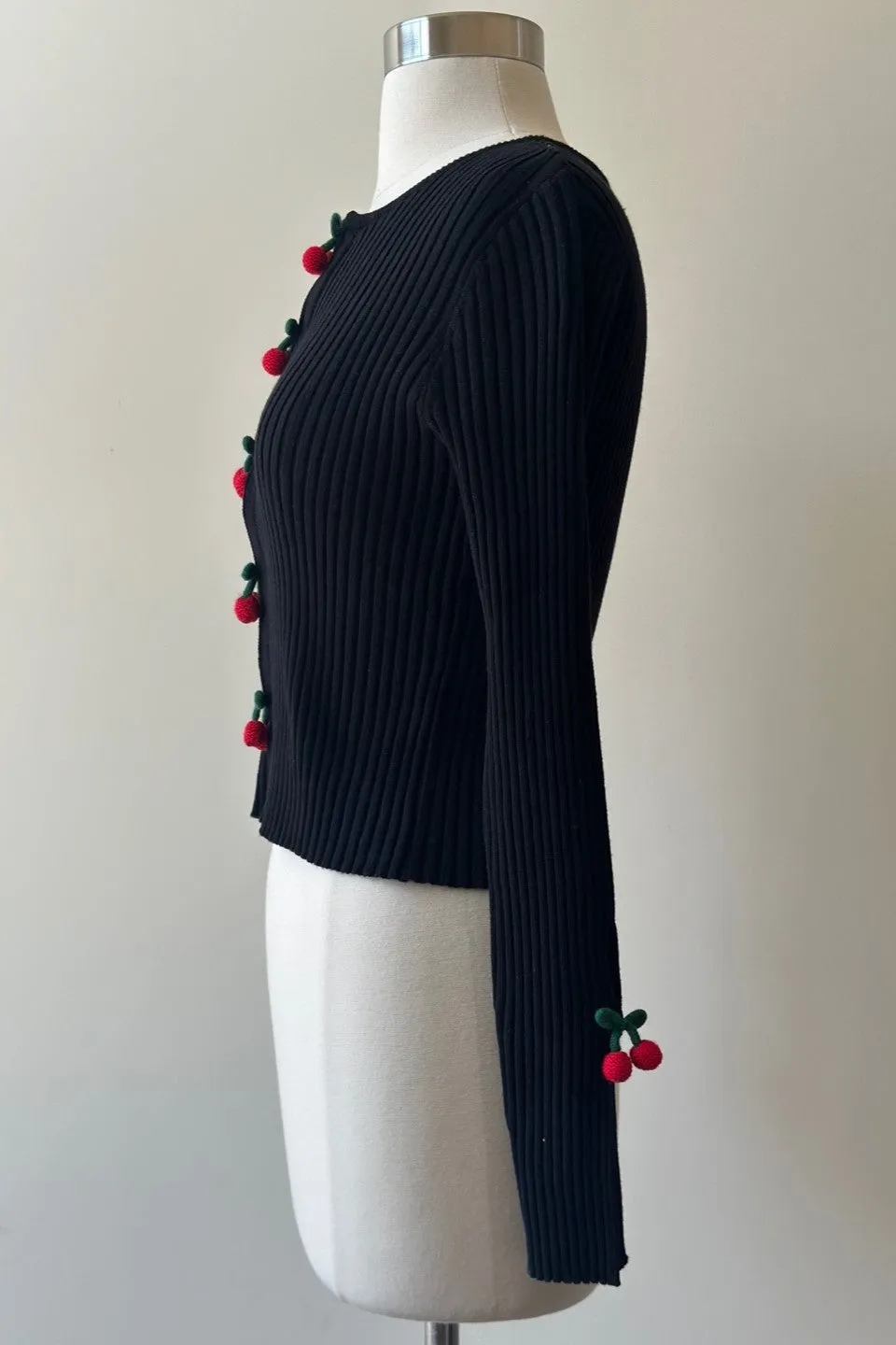 Midnight Cherry Charm Cropped Long Sleeve Top (Assorted)