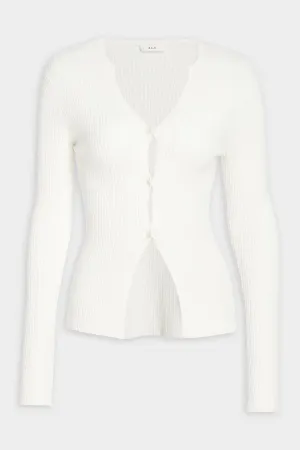 Miller Rib Knit Cardigan in White