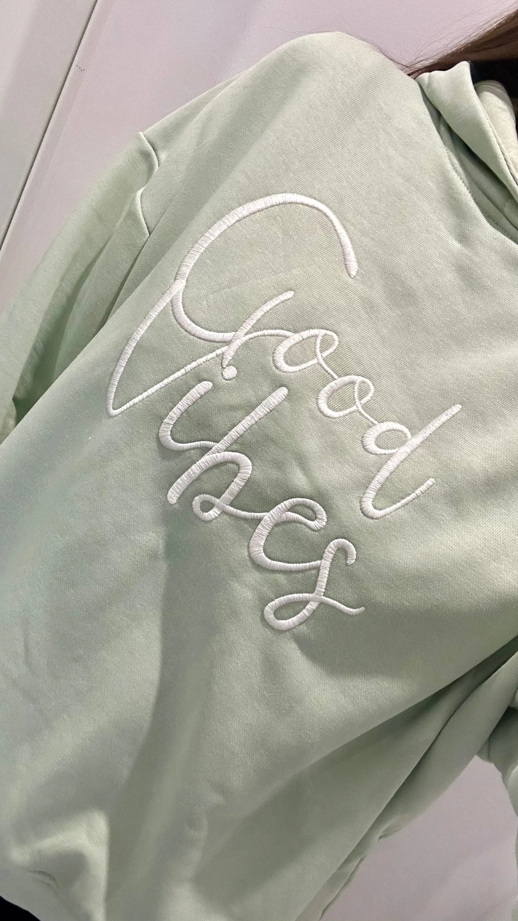 MINT GREEN GOOD VIBES HOODIE