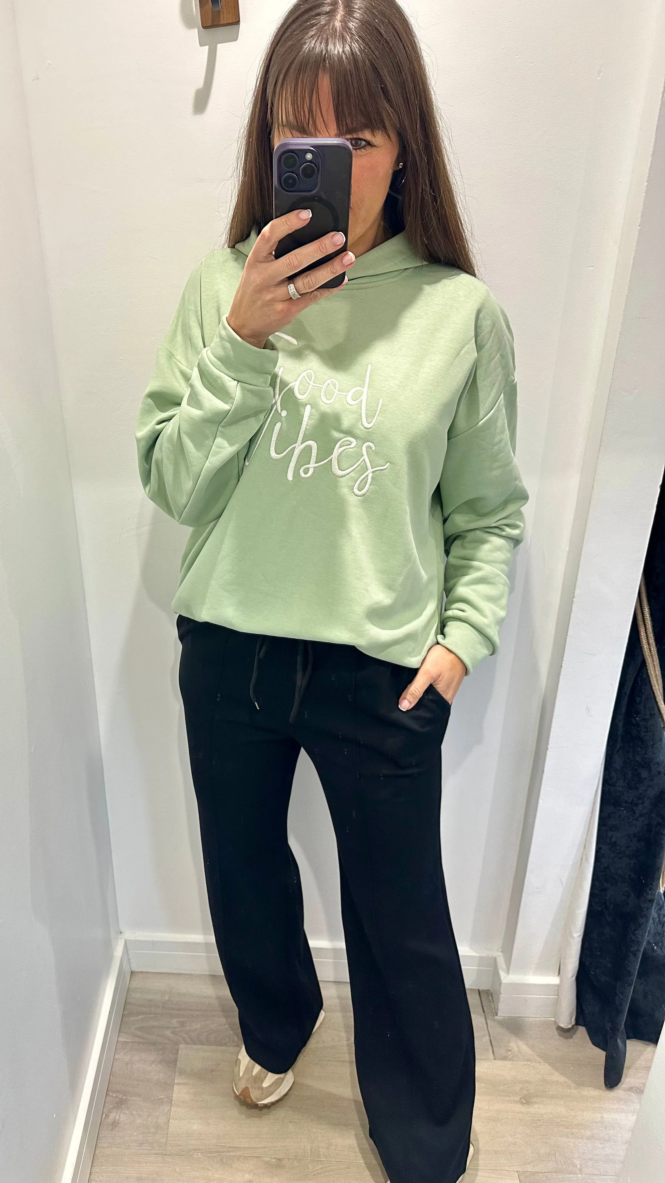 MINT GREEN GOOD VIBES HOODIE