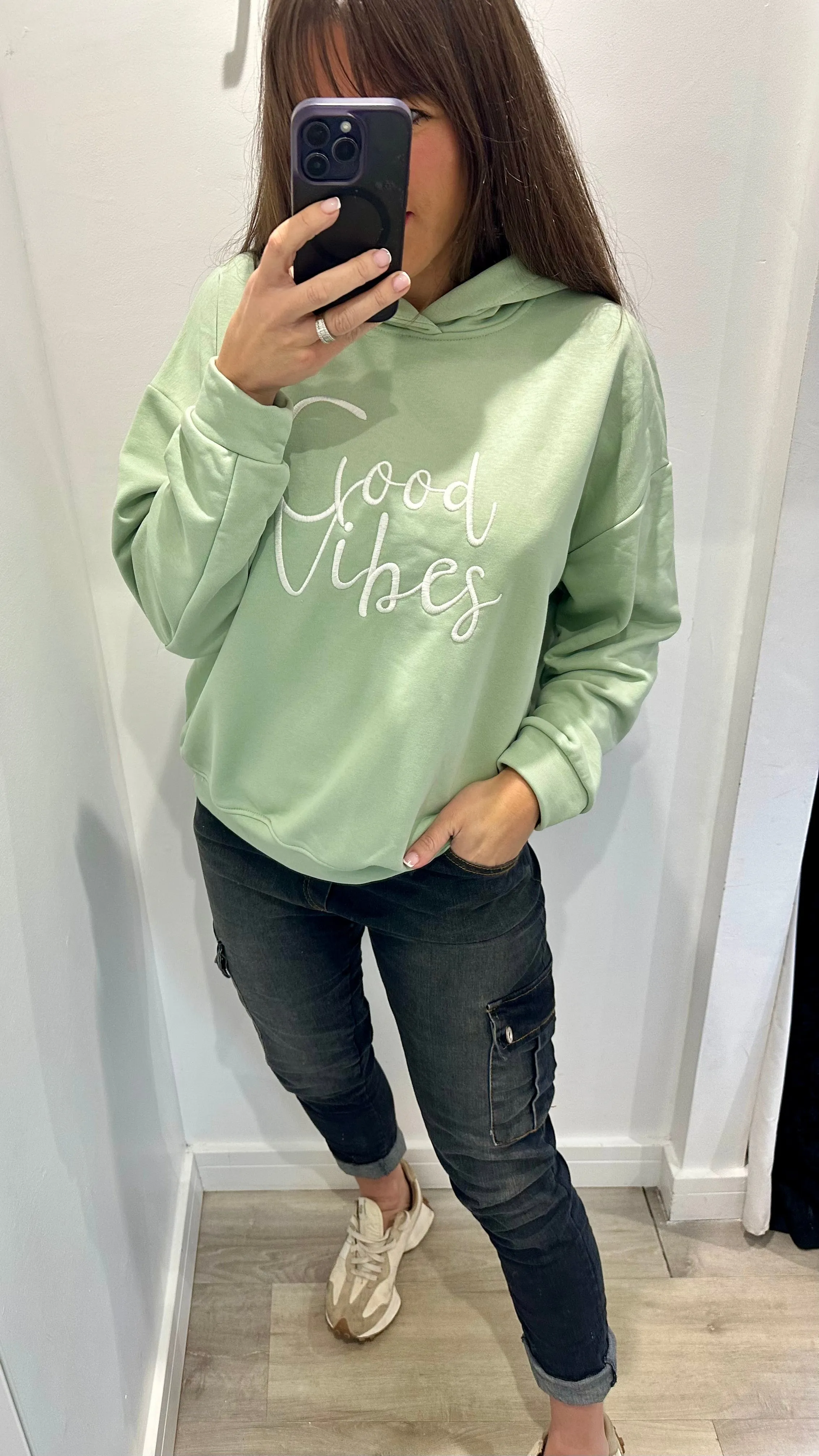 MINT GREEN GOOD VIBES HOODIE