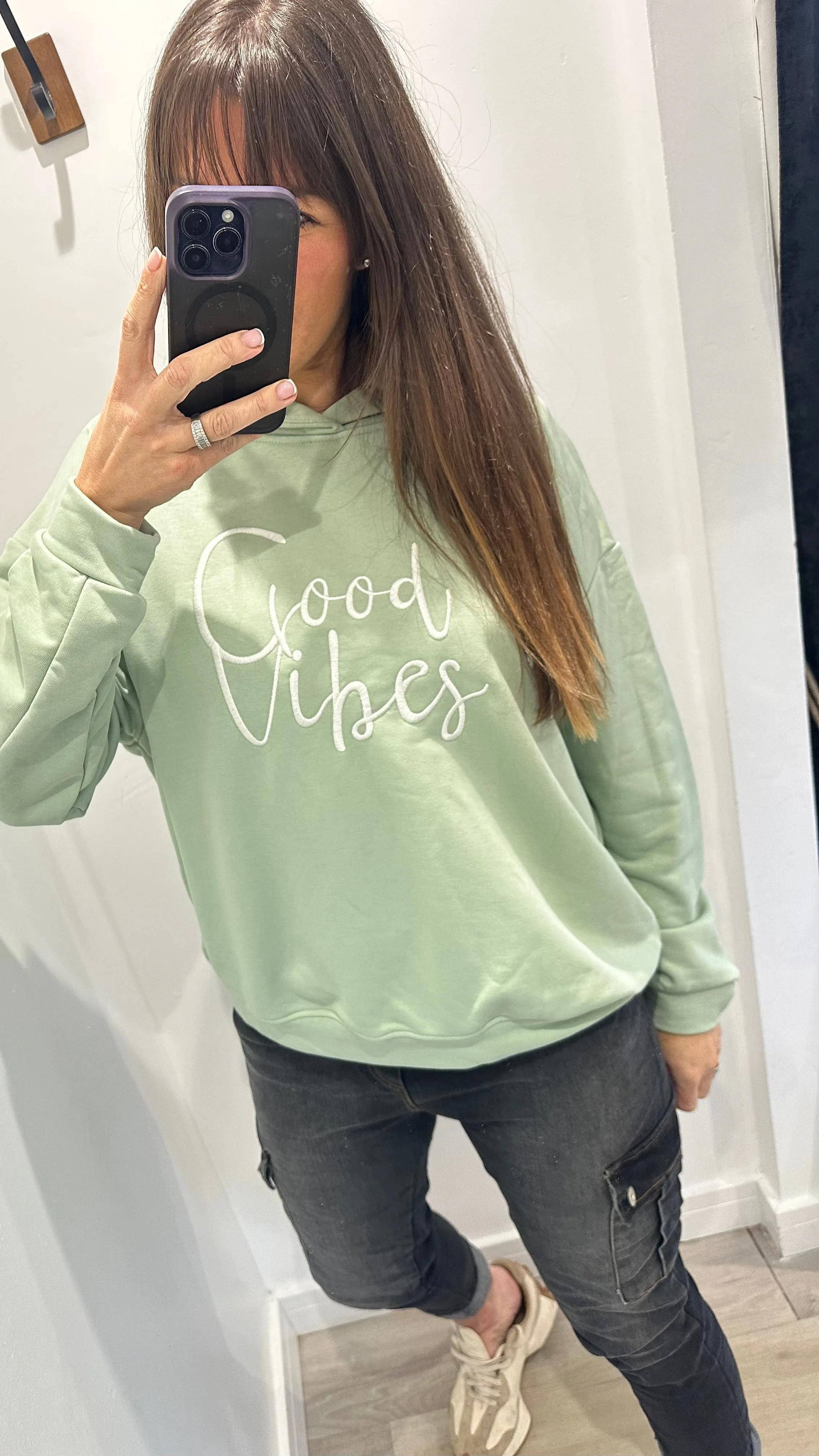 MINT GREEN GOOD VIBES HOODIE