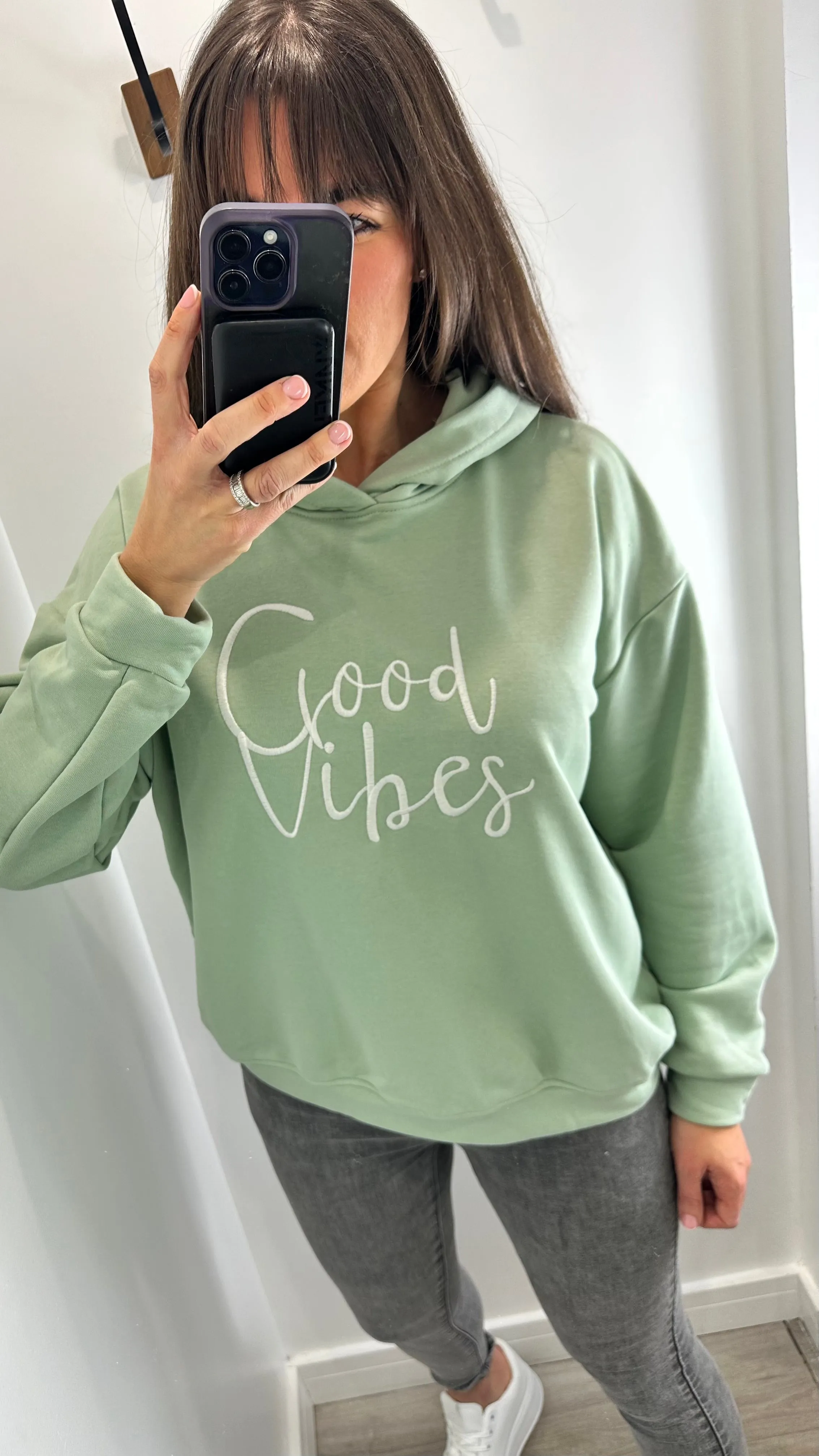 MINT GREEN GOOD VIBES HOODIE