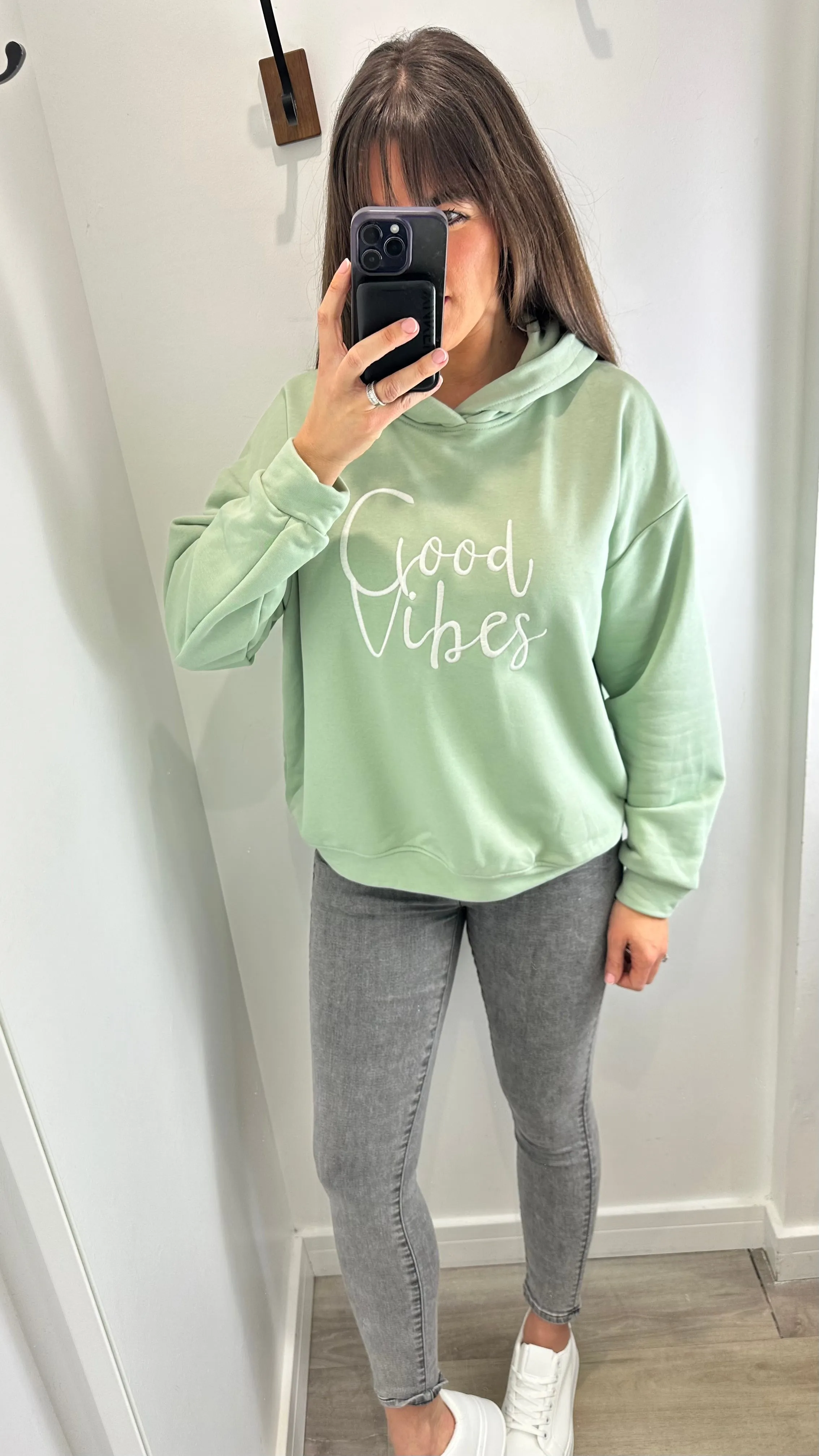 MINT GREEN GOOD VIBES HOODIE