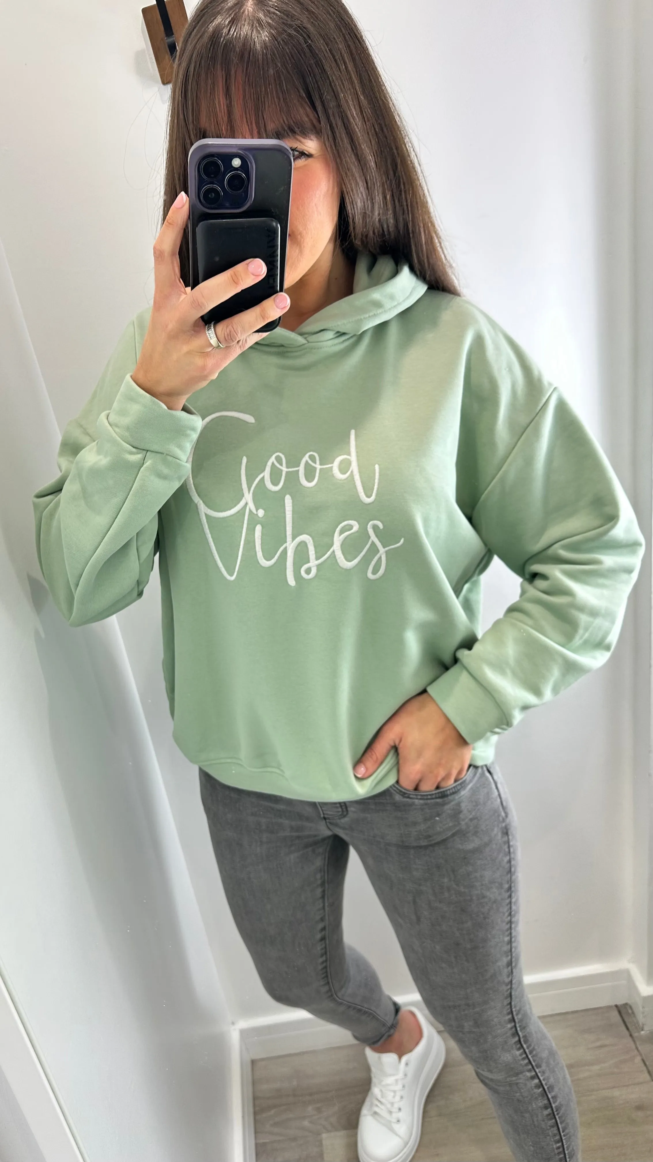 MINT GREEN GOOD VIBES HOODIE