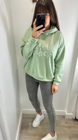 MINT GREEN GOOD VIBES HOODIE