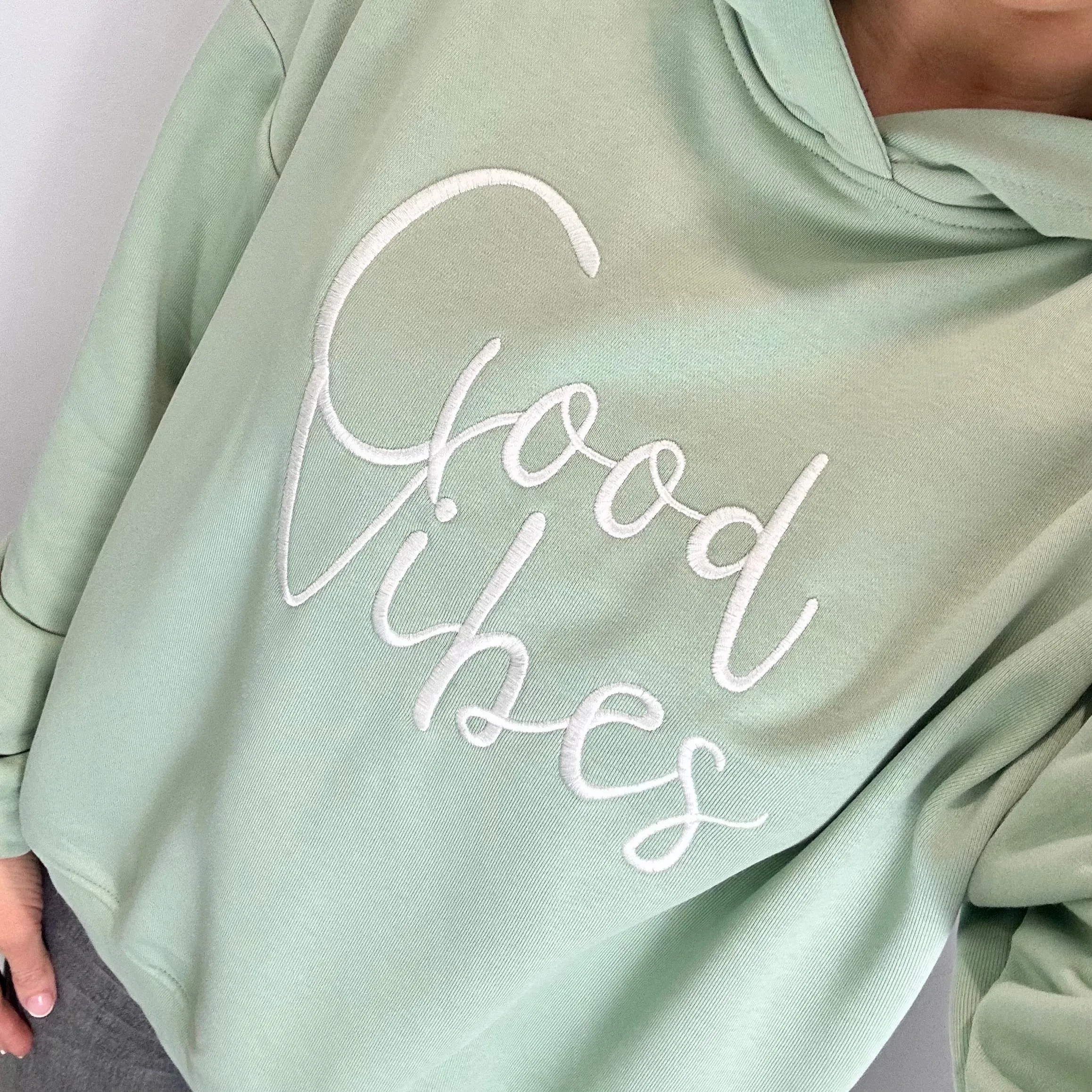 MINT GREEN GOOD VIBES HOODIE
