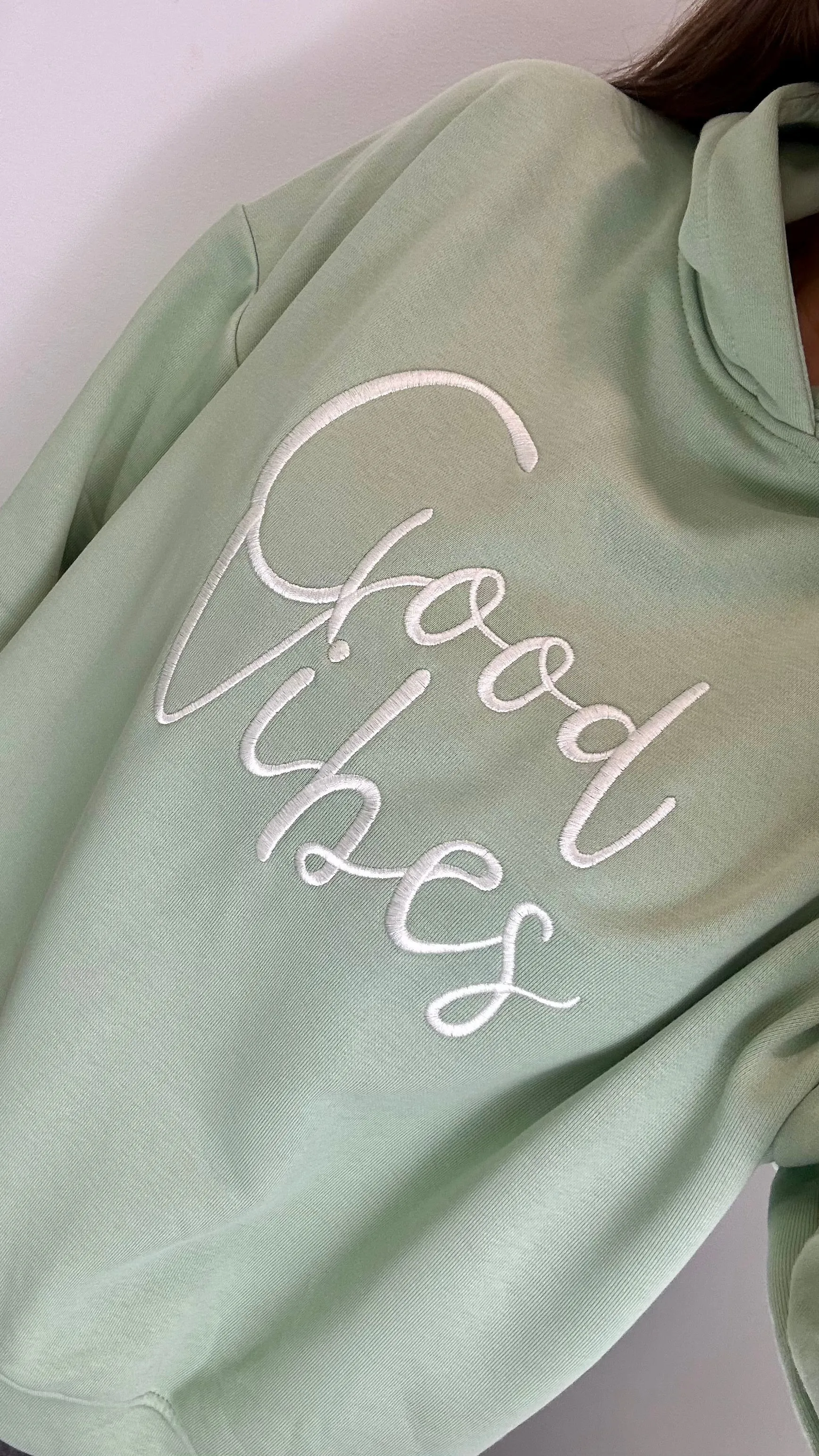 MINT GREEN GOOD VIBES HOODIE