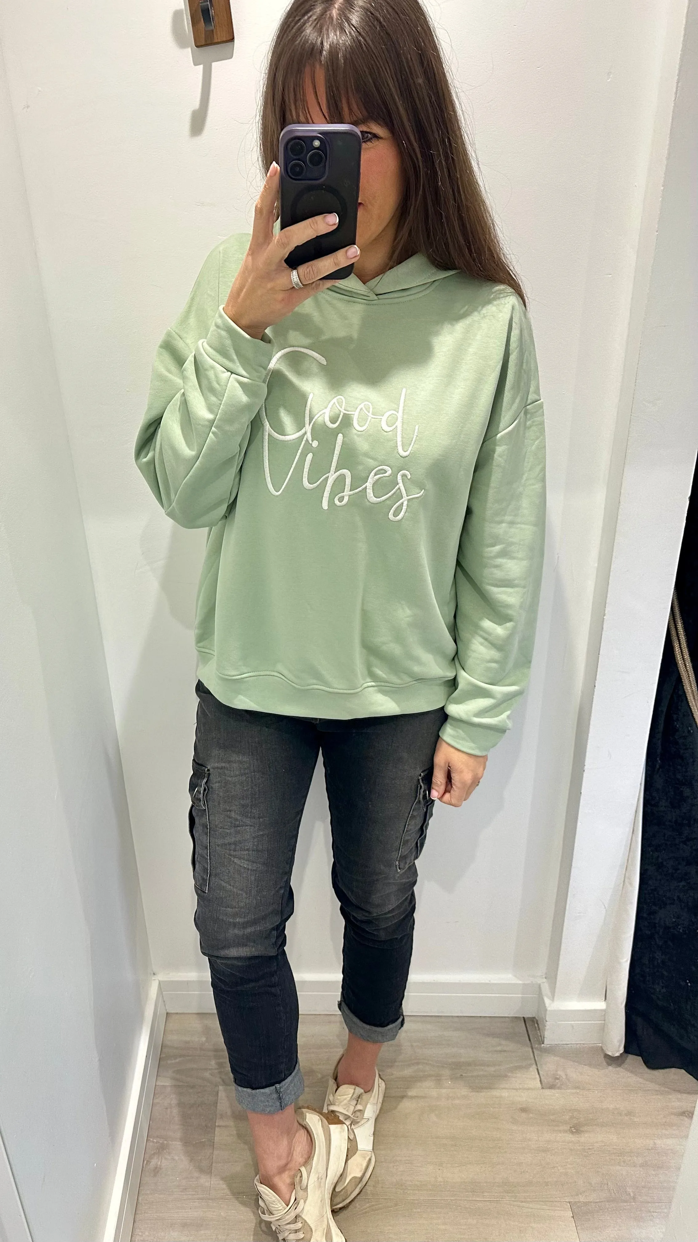 MINT GREEN GOOD VIBES HOODIE