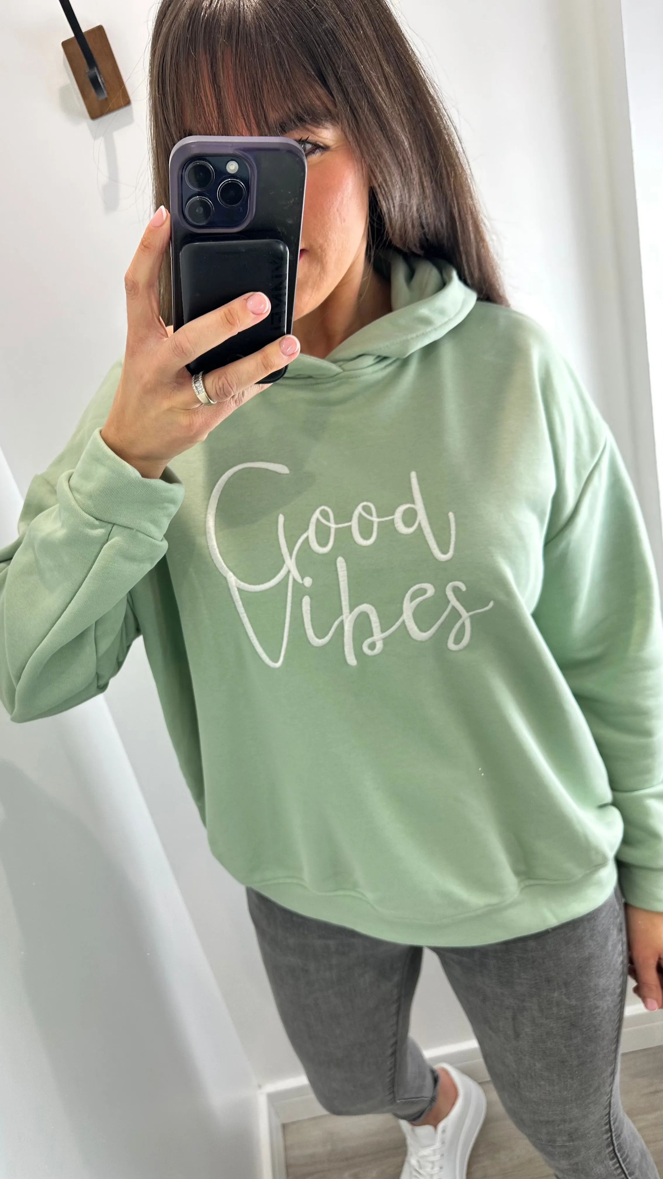 MINT GREEN GOOD VIBES HOODIE