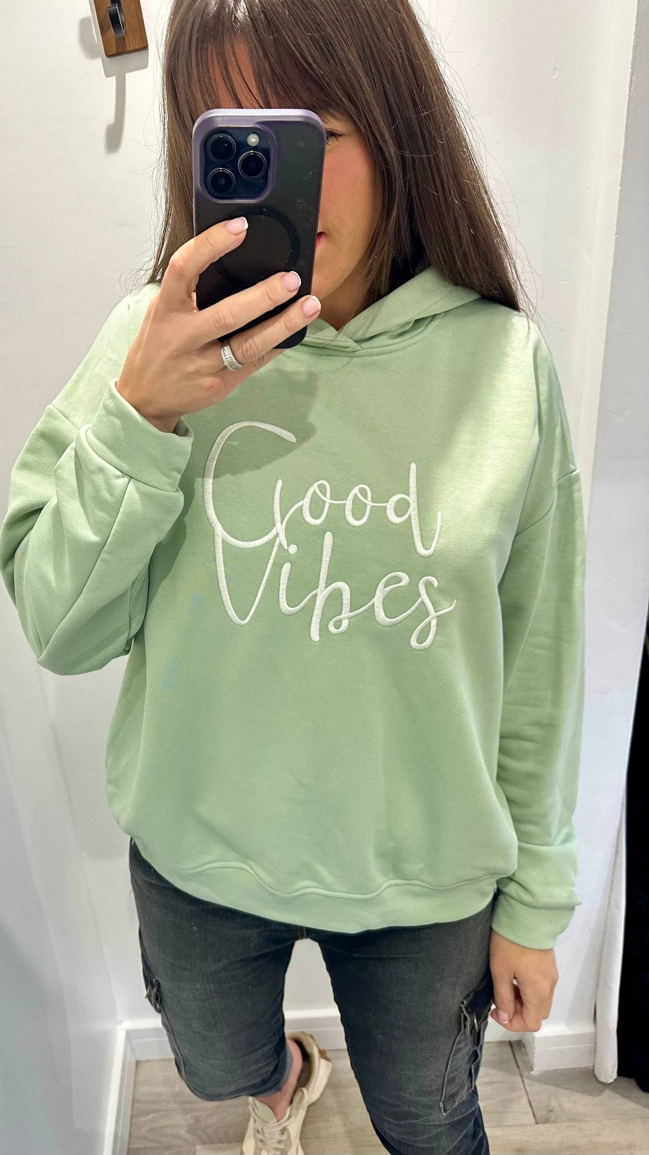 MINT GREEN GOOD VIBES HOODIE