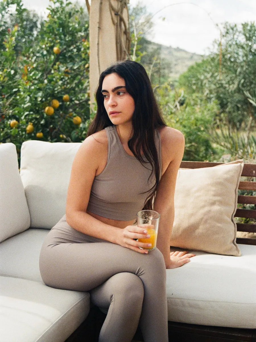 MIRA LEGGINGS - Greige Ribbed