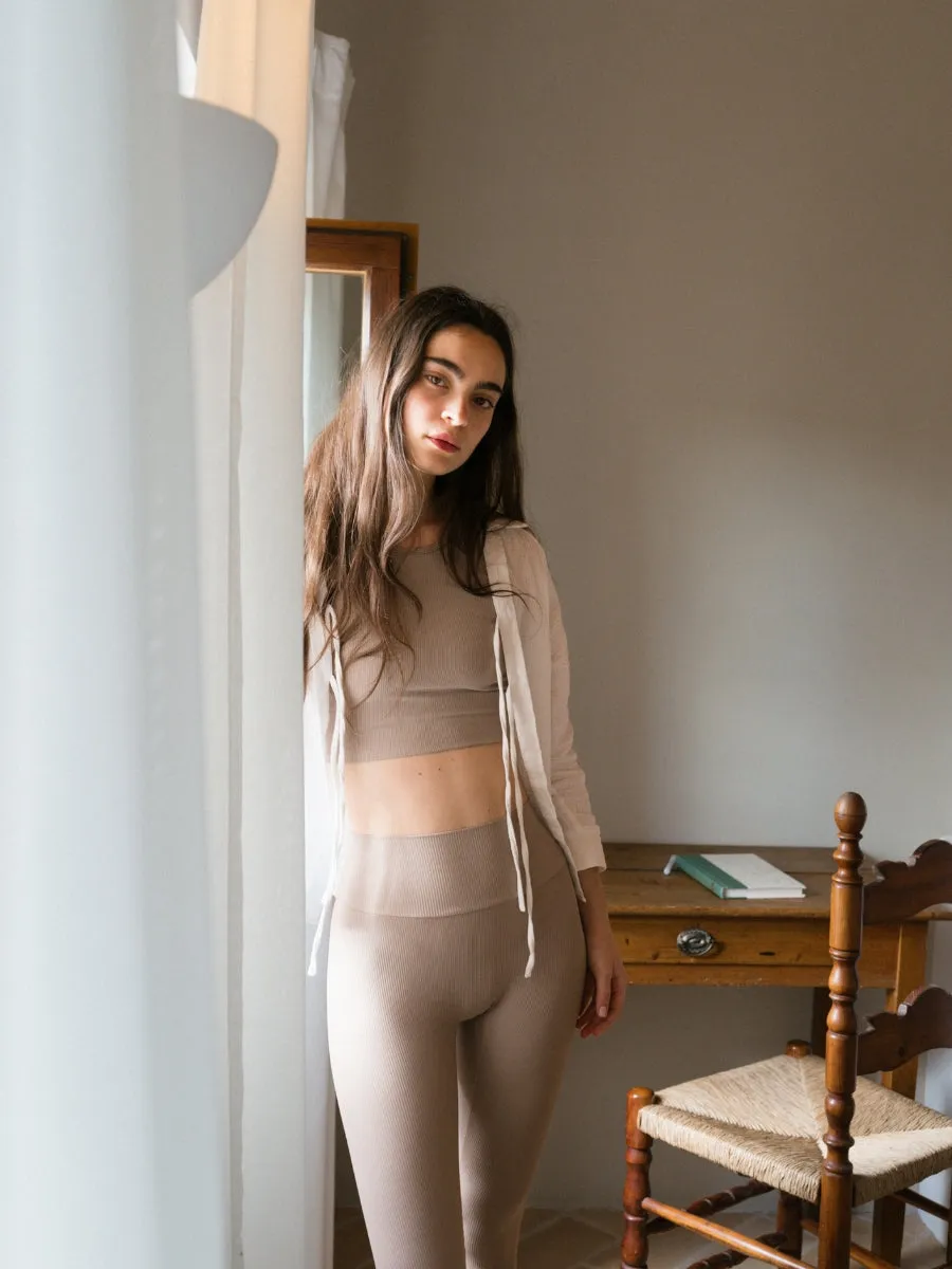 MIRA LEGGINGS - Greige Ribbed