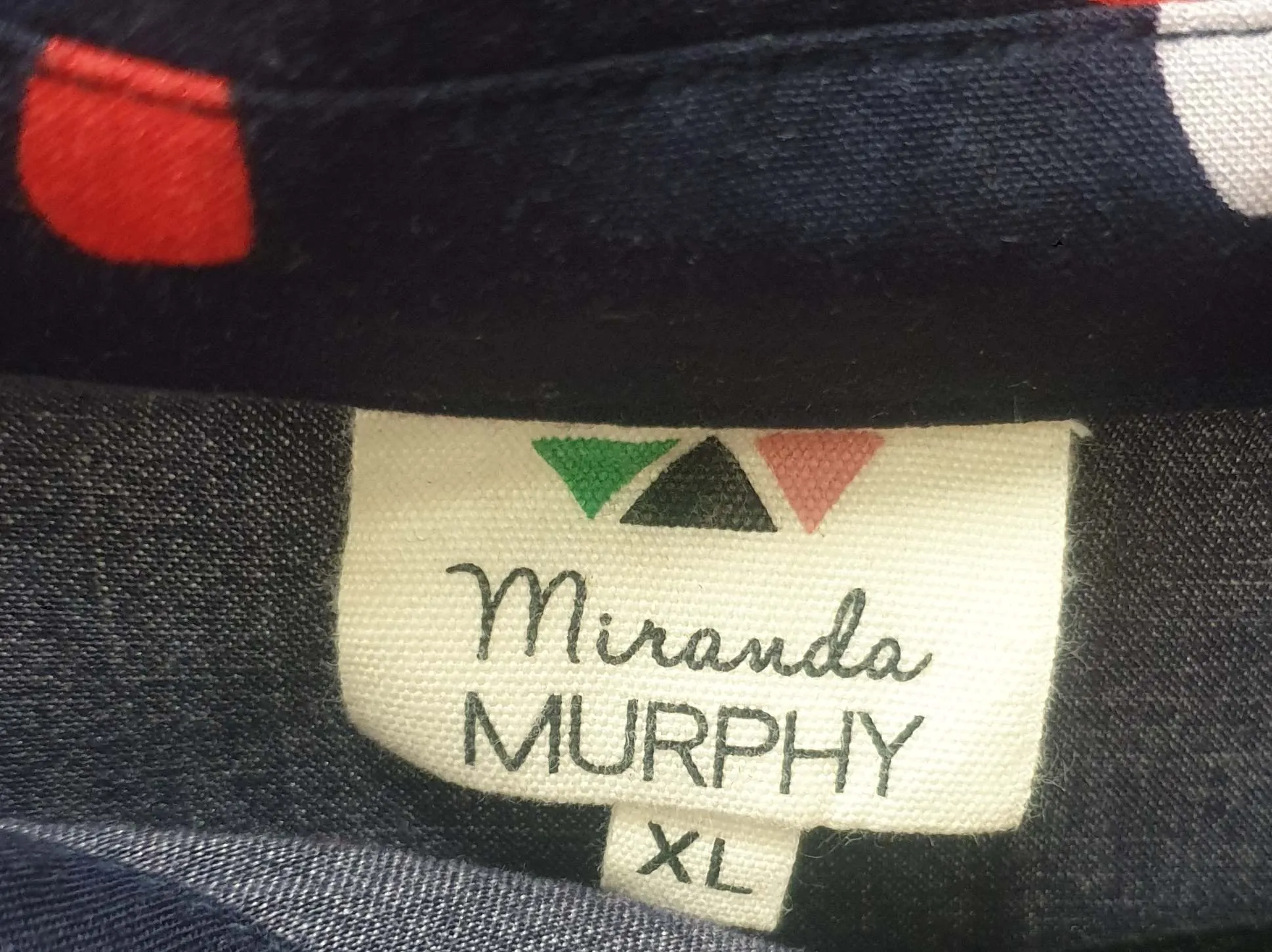 Miranda Murphy navy shirt dress with colourful print size XL