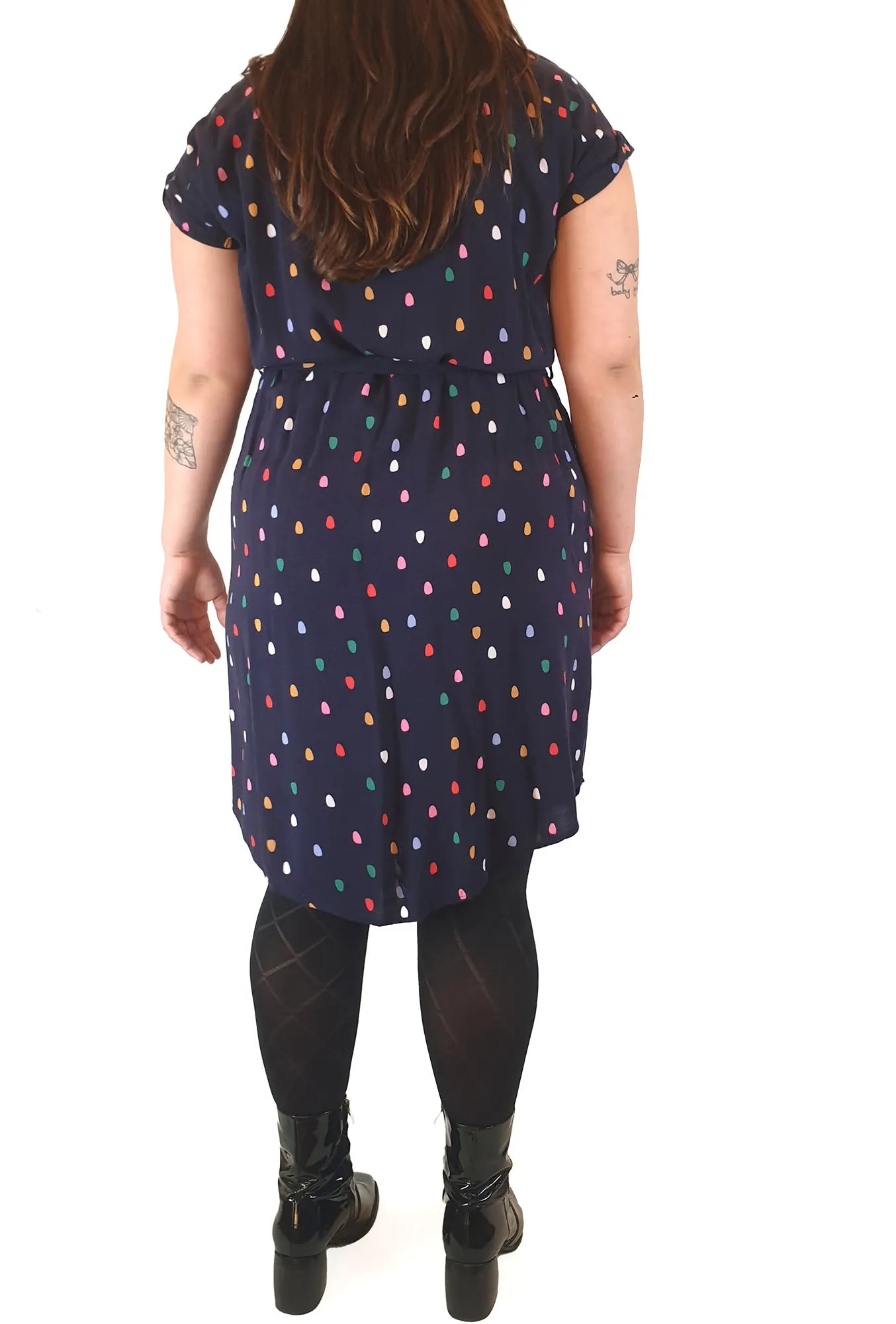 Miranda Murphy navy shirt dress with colourful print size XL
