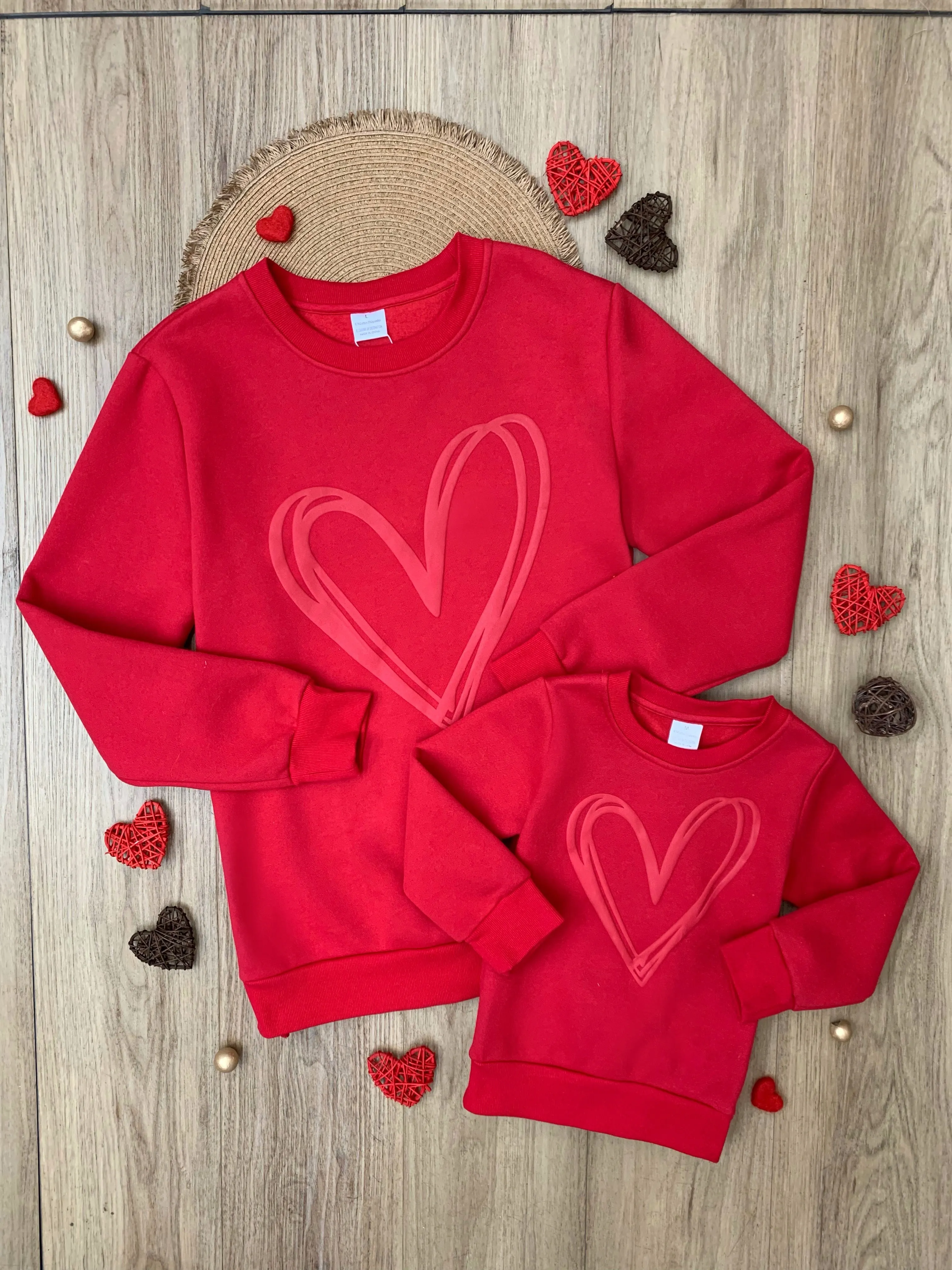 Mommy and Me Lovely Heart Embossed Sweatshirt