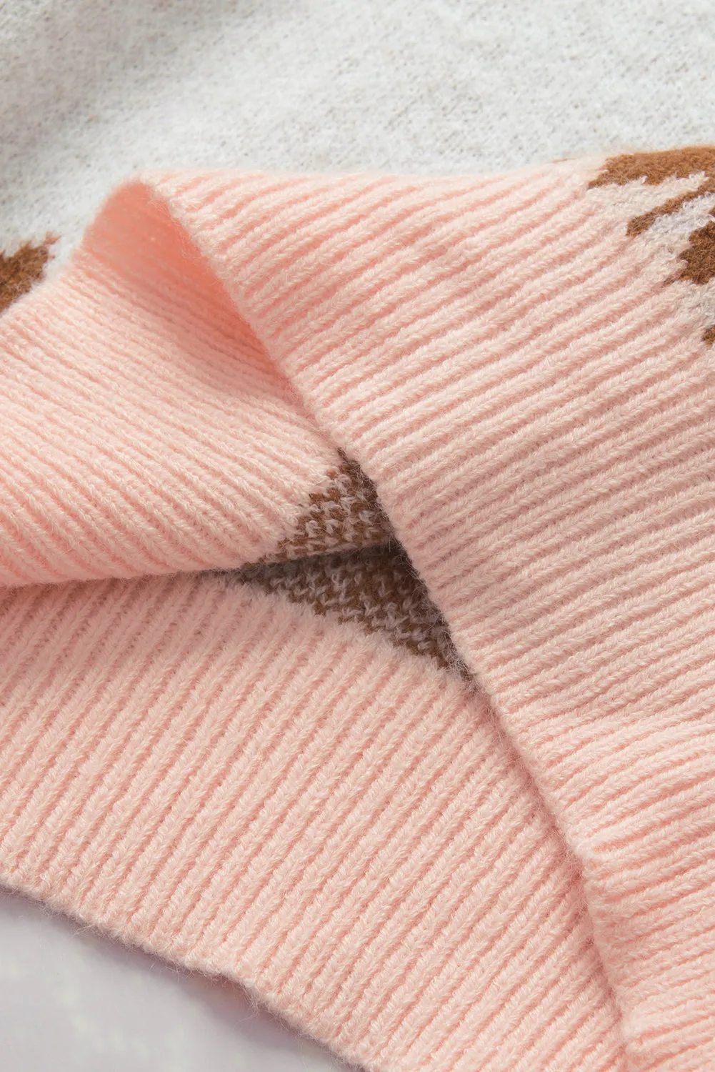 Multicolor Mixed Geometric Detail Raglan Sleeve Sweater