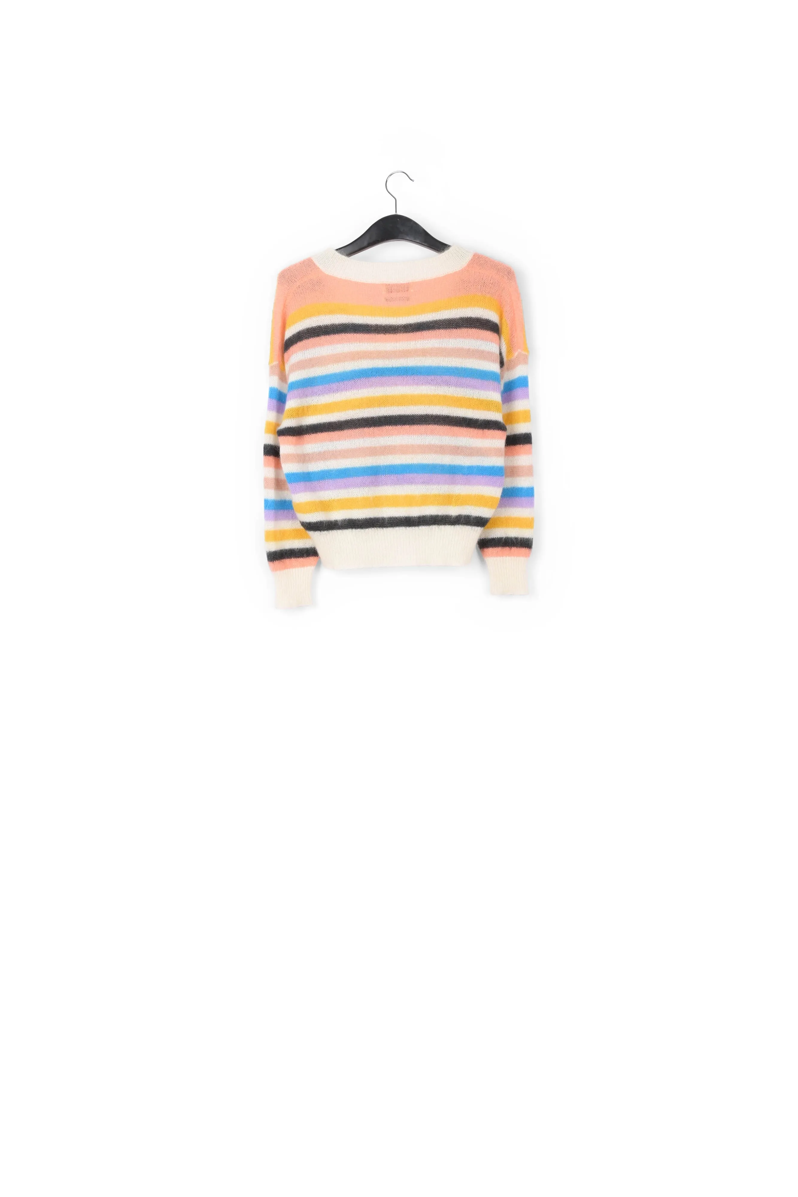 Multicolored striped light knit V-neck sweater