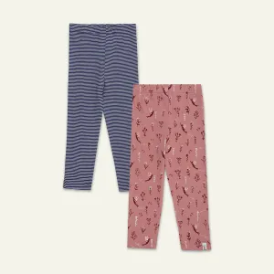 Multicoloured Stripe And Fairy Print Leggings - 2 Pack