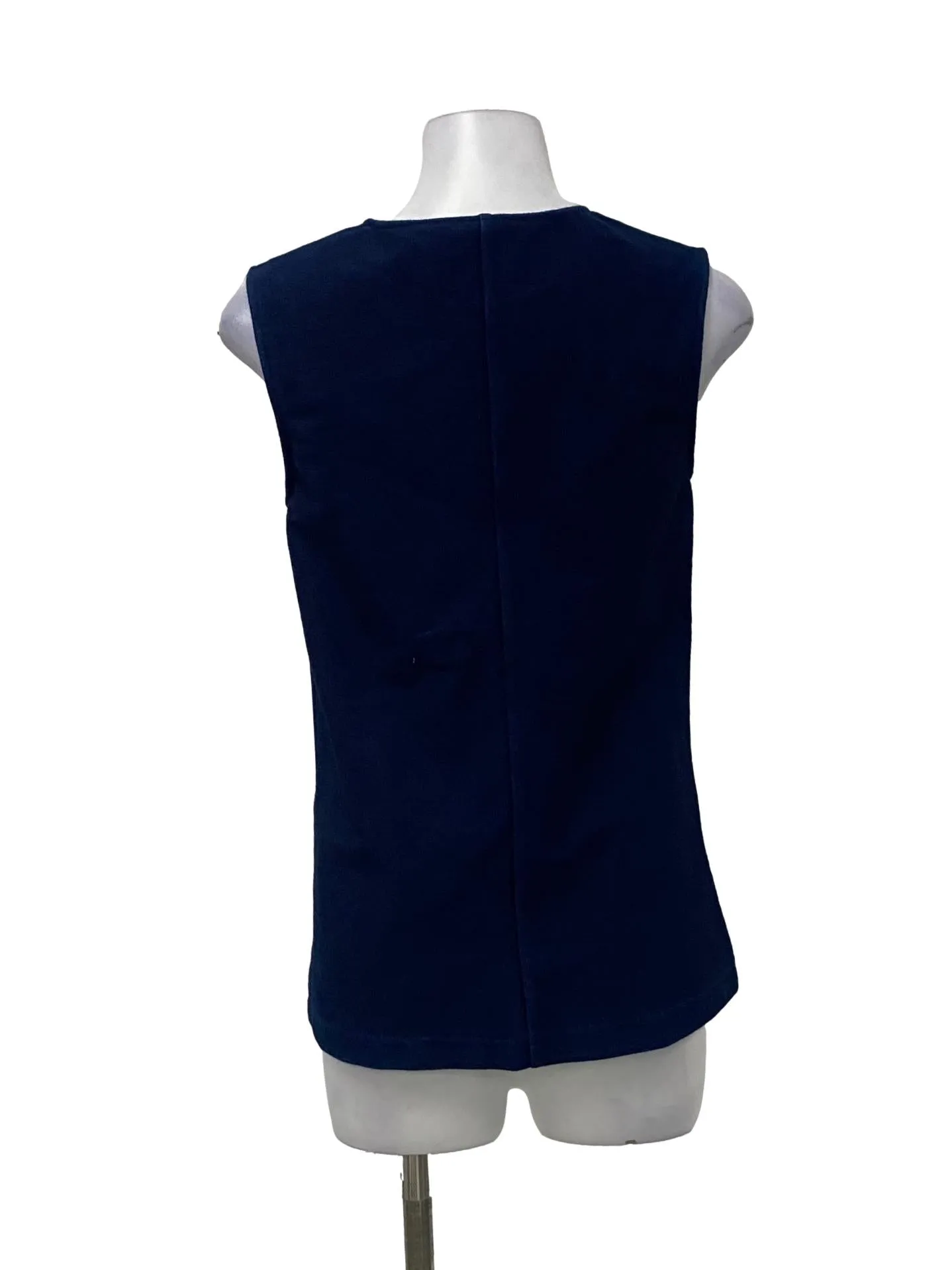 Navy Blue Round Neck Sleeveless Top