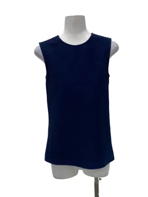 Navy Blue Round Neck Sleeveless Top