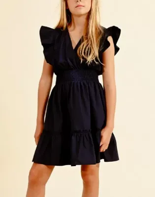 Navy Smocked Waist Dress