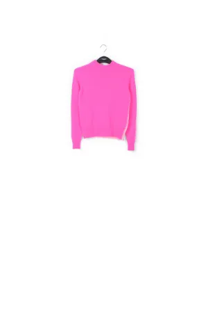 Neon pink and light pink merino-cashmere knit sweater