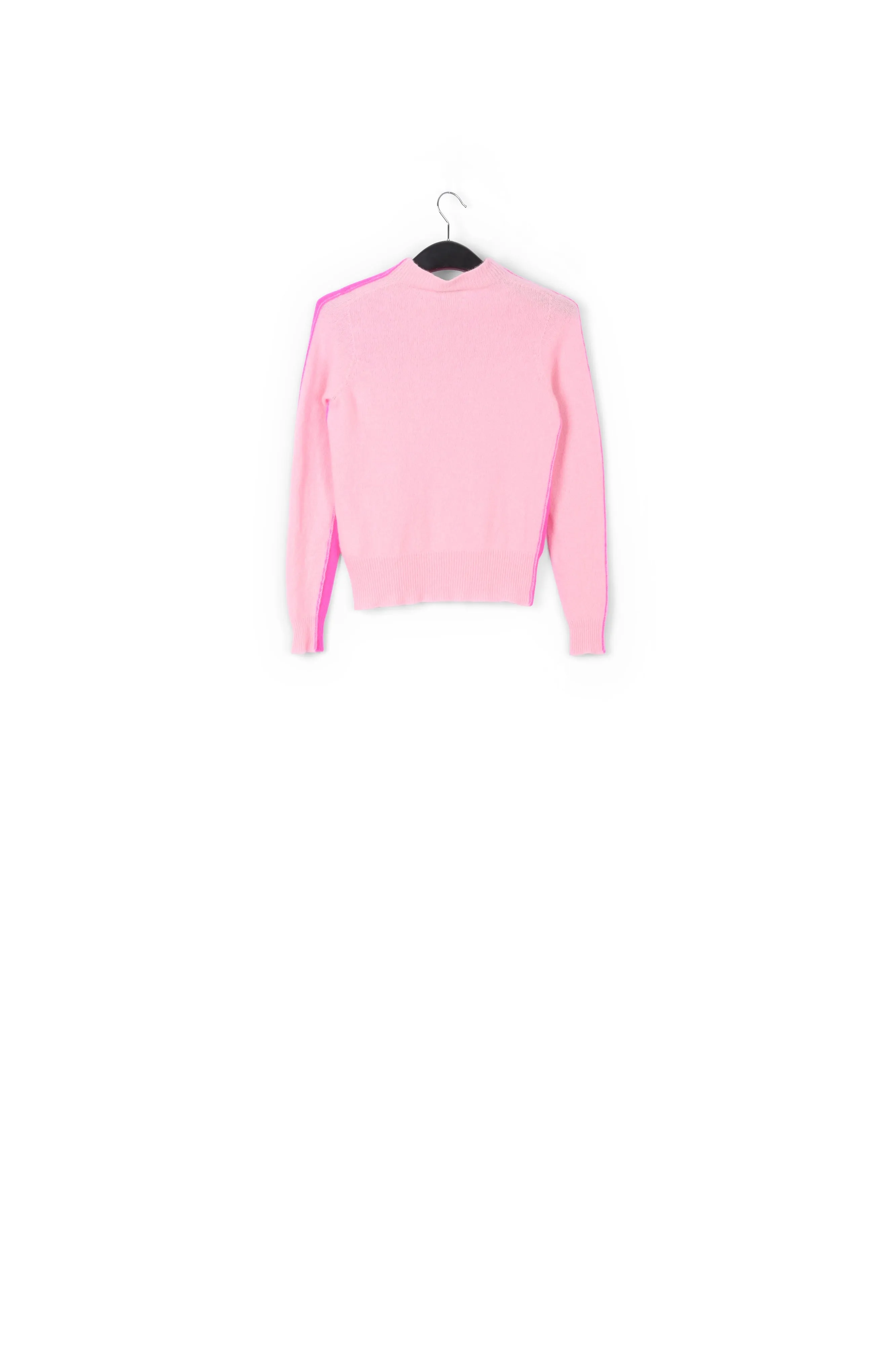 Neon pink and light pink merino-cashmere knit sweater