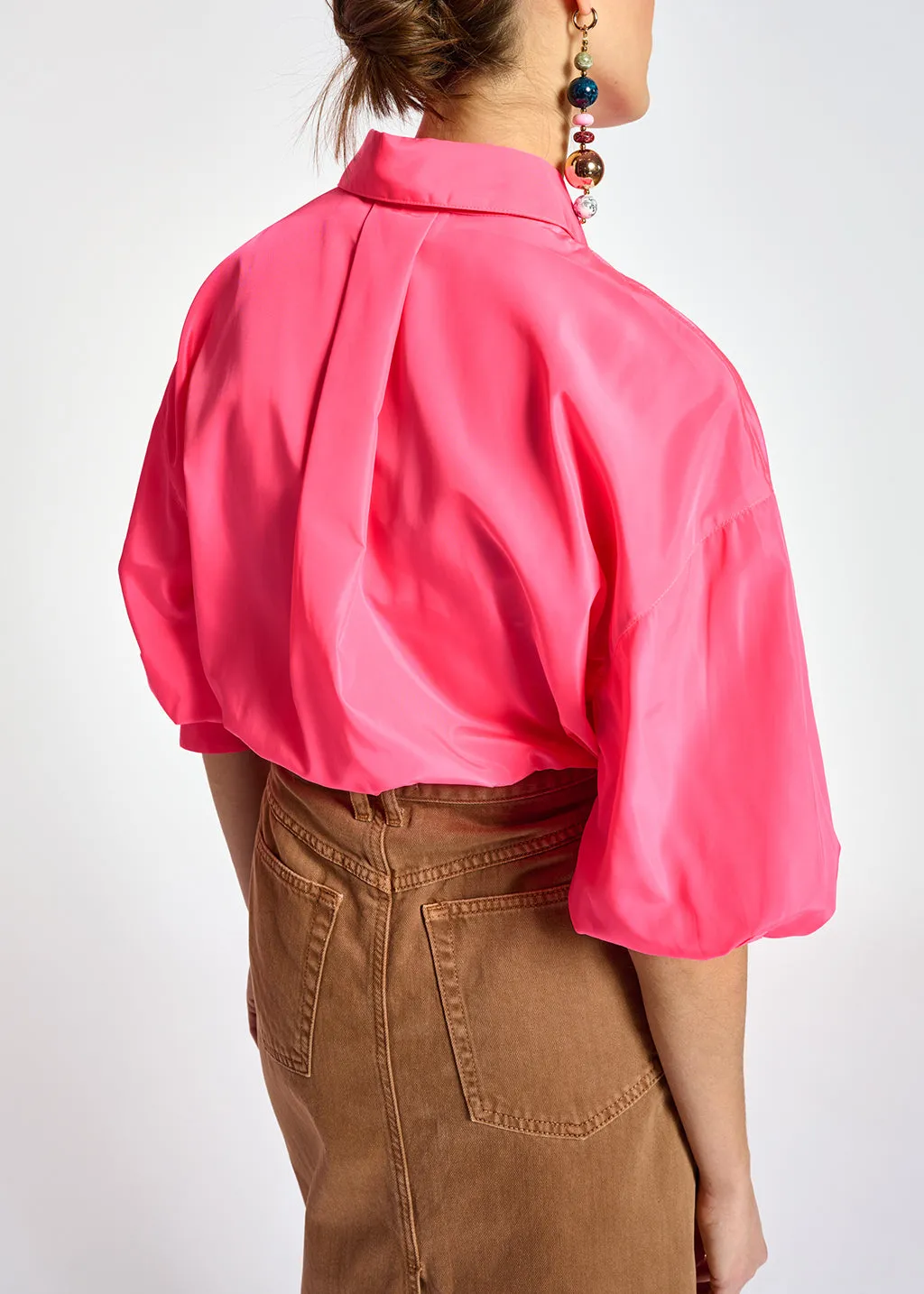 Neon pink loose-fit shirt