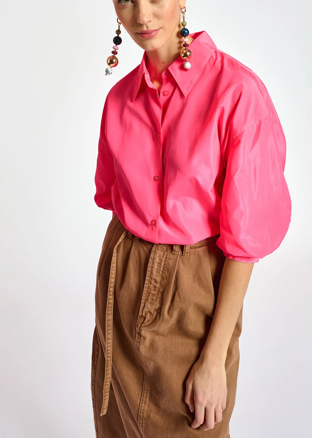 Neon pink loose-fit shirt