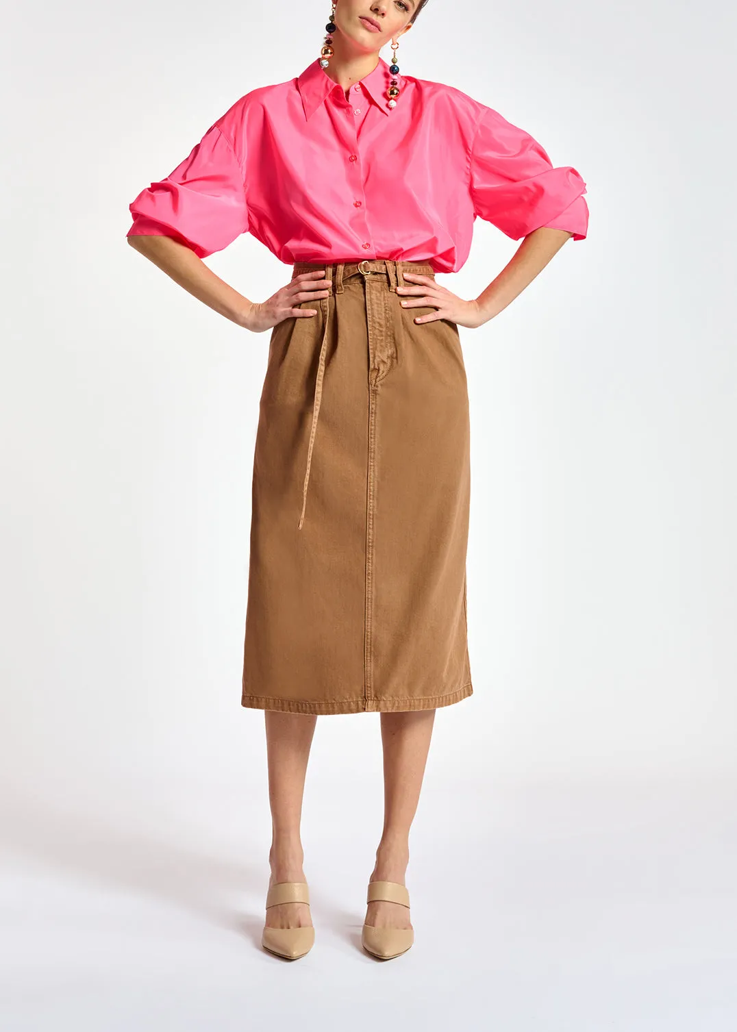 Neon pink loose-fit shirt